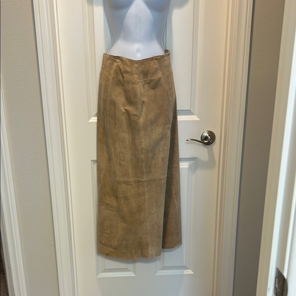 Long Tan Leather Women's Skirt